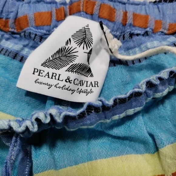 Pearl & Caviar Artsey Grecian Lagenlook Boho Striped Alonissos Shorts Size M NWT - Picture 5 of 11